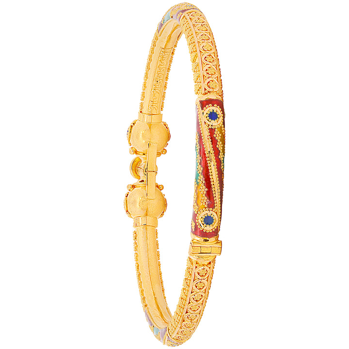 Brilliant Minakari Pipe Openable 2pcs Kara in 22K Gold