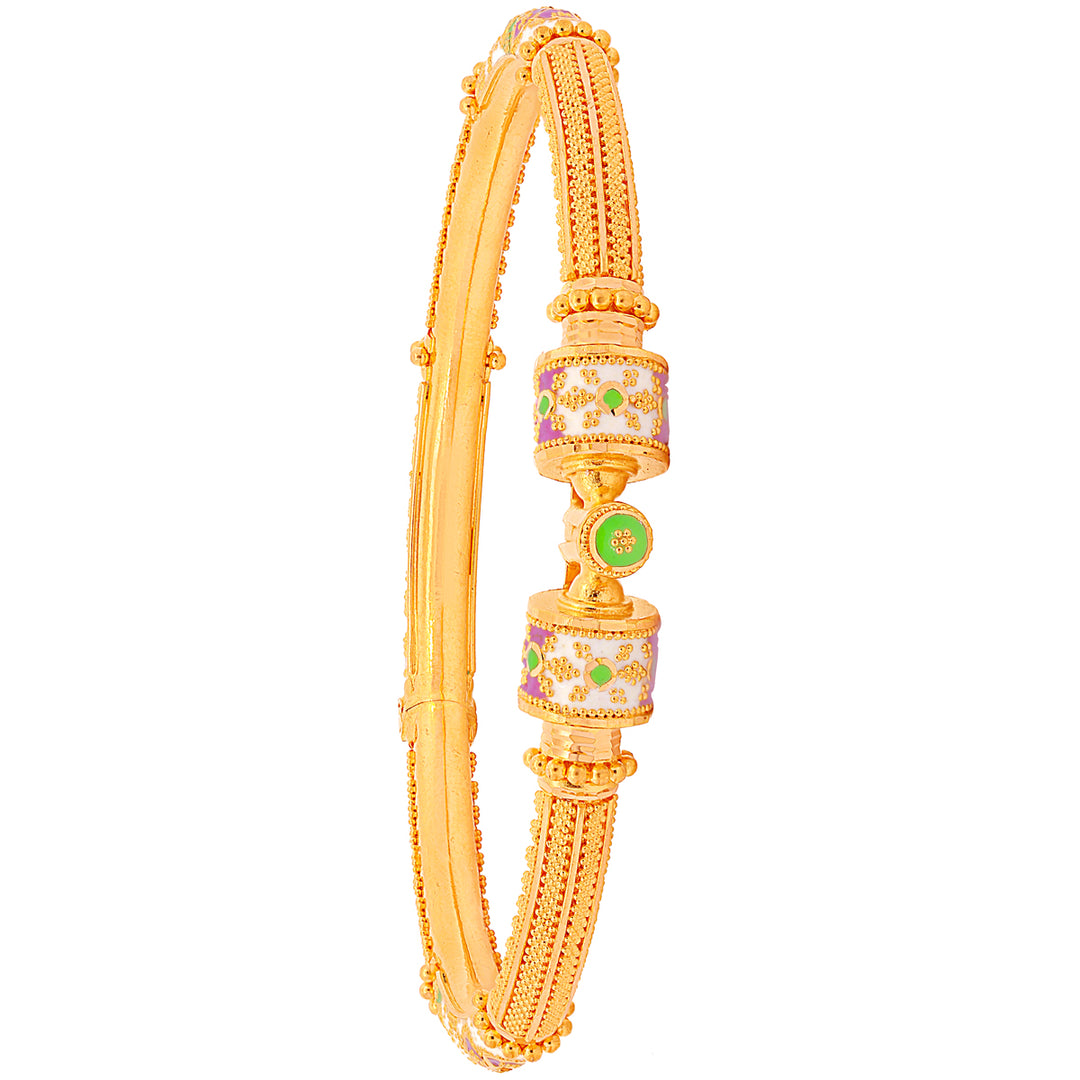 Lovely Minakari Pipe Openable 2pcs Kara in 22K Gold