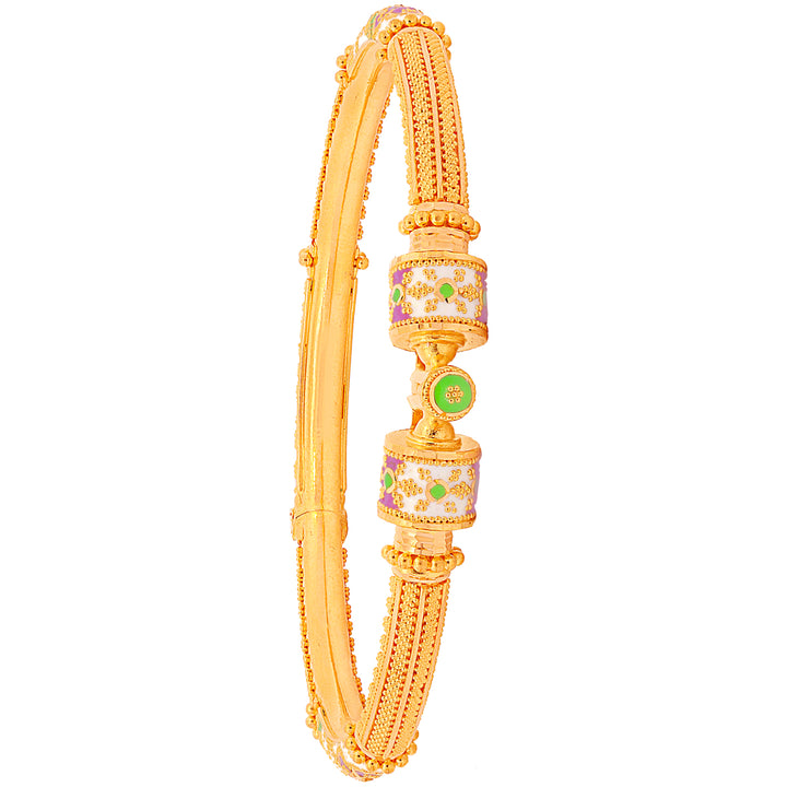 Lovely Minakari Pipe Openable 2pcs Kara in 22K Gold