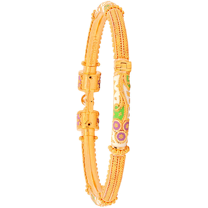 Lovely Minakari Pipe Openable 2pcs Kara in 22K Gold