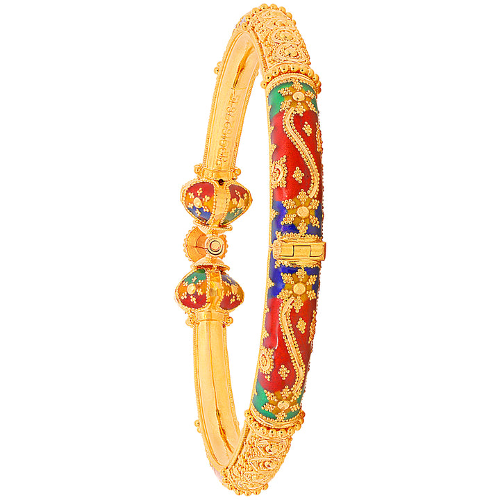 Stunning Minakari Pipe Openable 2pcs Kara in 22K Gold