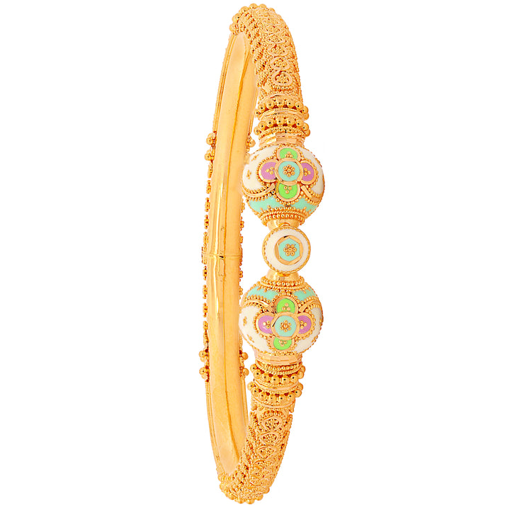 Mesmerizing Minakari Pipe Openable 2pcs Kara in 22K Gold