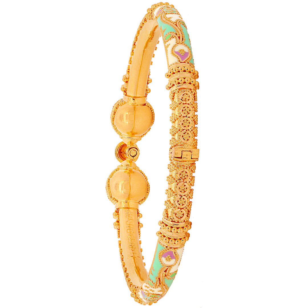 Mesmerizing Minakari Pipe Openable 2pcs Kara in 22K Gold