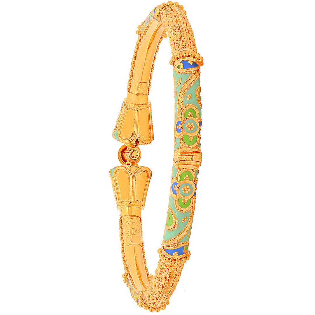 Intriguing Minakari Pipe Openable 2pcs Kara in 22K Gold