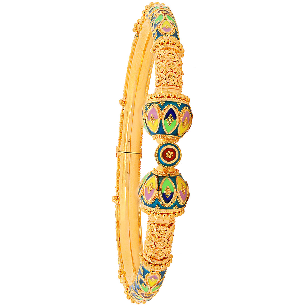 Captivating Minakari Pipe Openable 2pcs Kara in 22K Gold