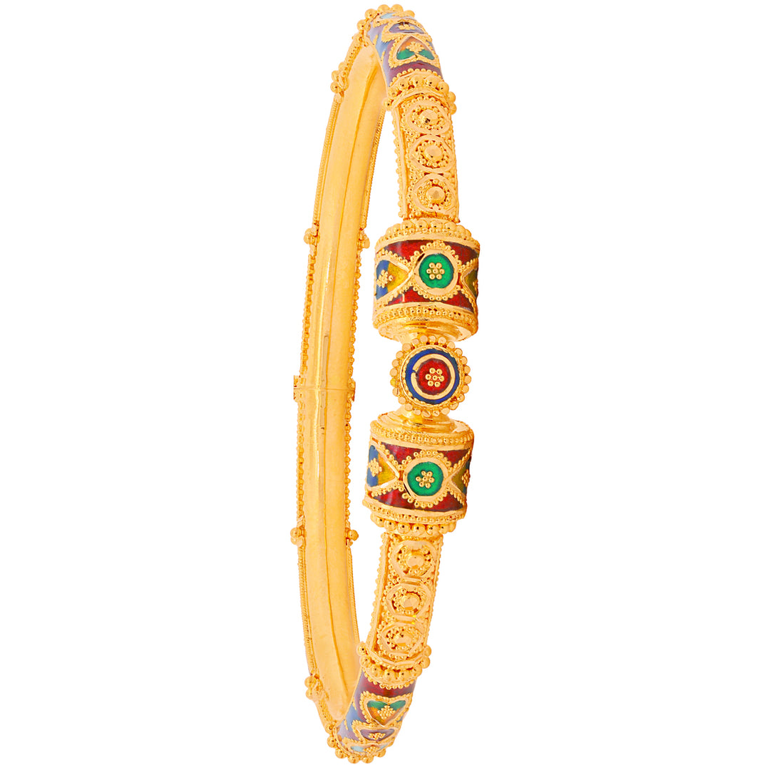 Alluring Minakari Pipe Openable 2pcs Kara in 22K Gold