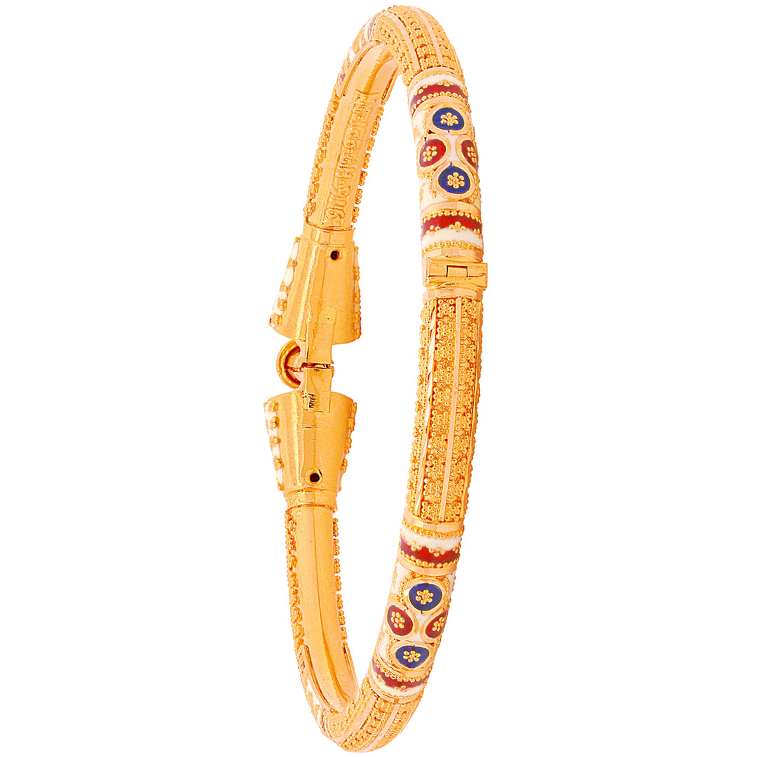 Intricate Minakari Pipe Openable 2pcs Kara in 22K Gold