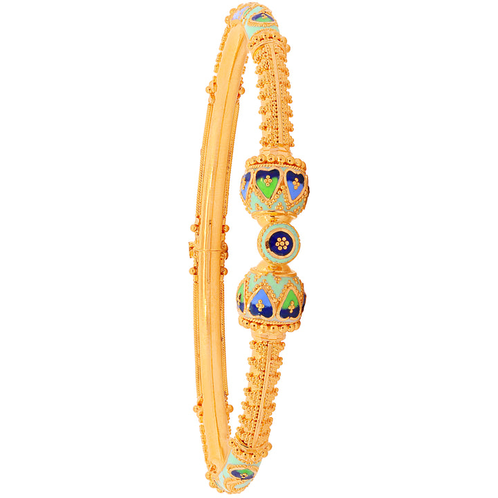 Opulent Minakari Pipe Openable 2pcs Kara in 22K Gold