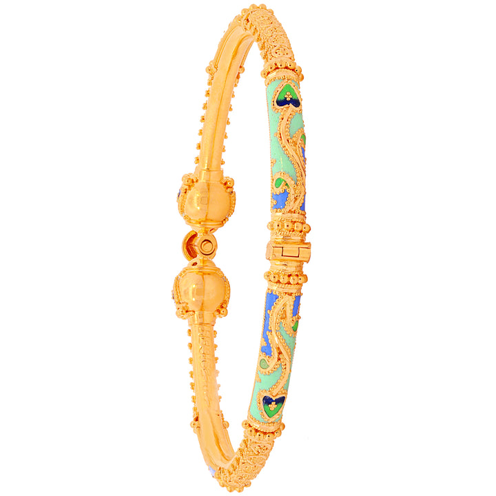 Opulent Minakari Pipe Openable 2pcs Kara in 22K Gold