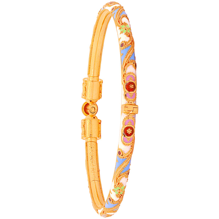 Fascinating Minakari Pipe Openable 2pcs Kara in 22K Gold