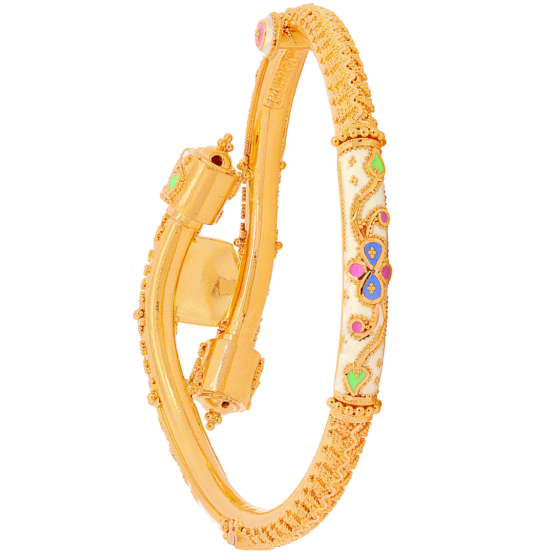 Alluring Minakari Pipe Openable 2pcs Kara in 22K Gold