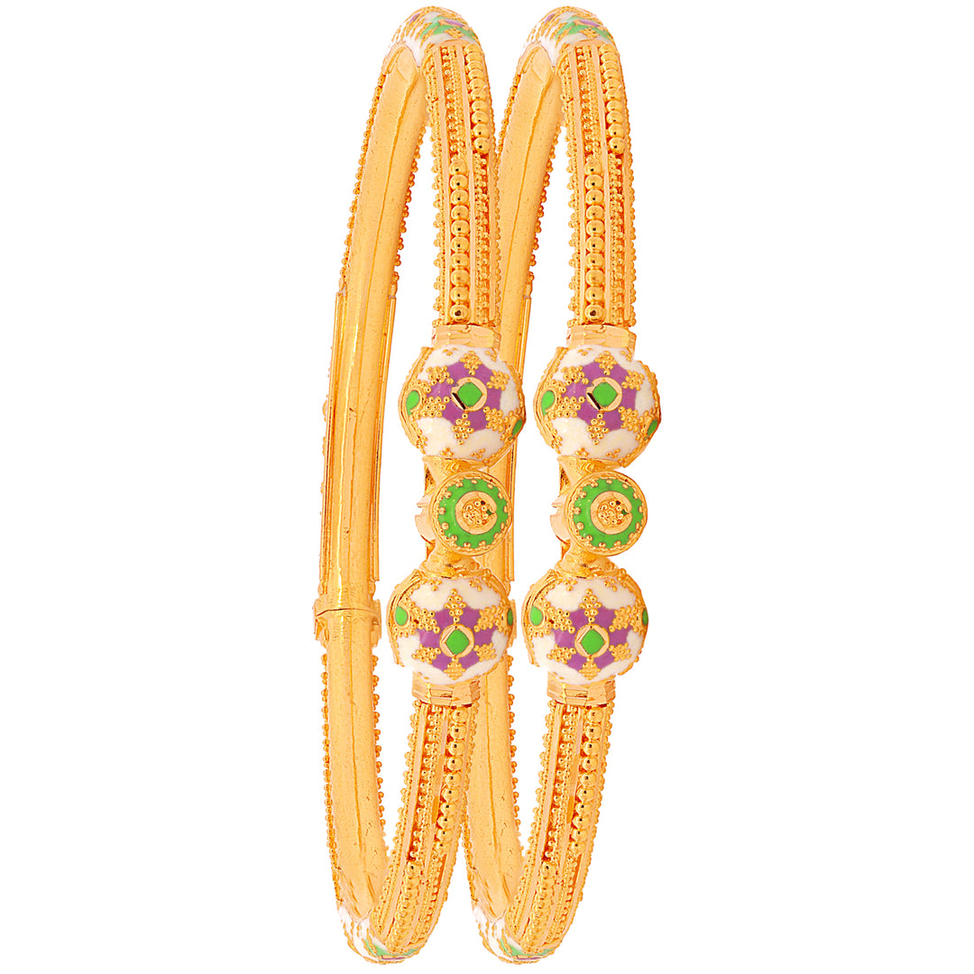 Stunning Minakari Pipe Openable 2pcs Kara in 22K Gold