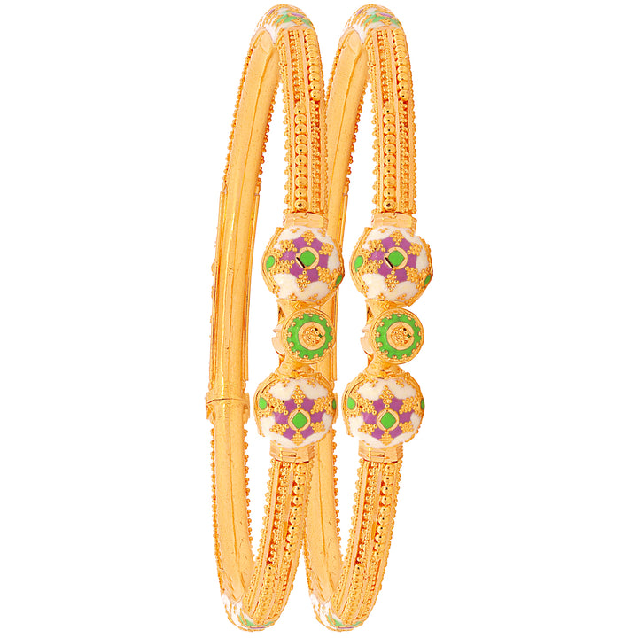 Stunning Minakari Pipe Openable 2pcs Kara in 22K Gold