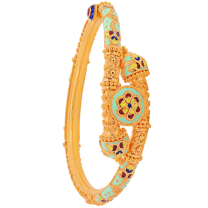 Brilliant Minakari Pipe Openable 2pcs Kara in 22K Gold