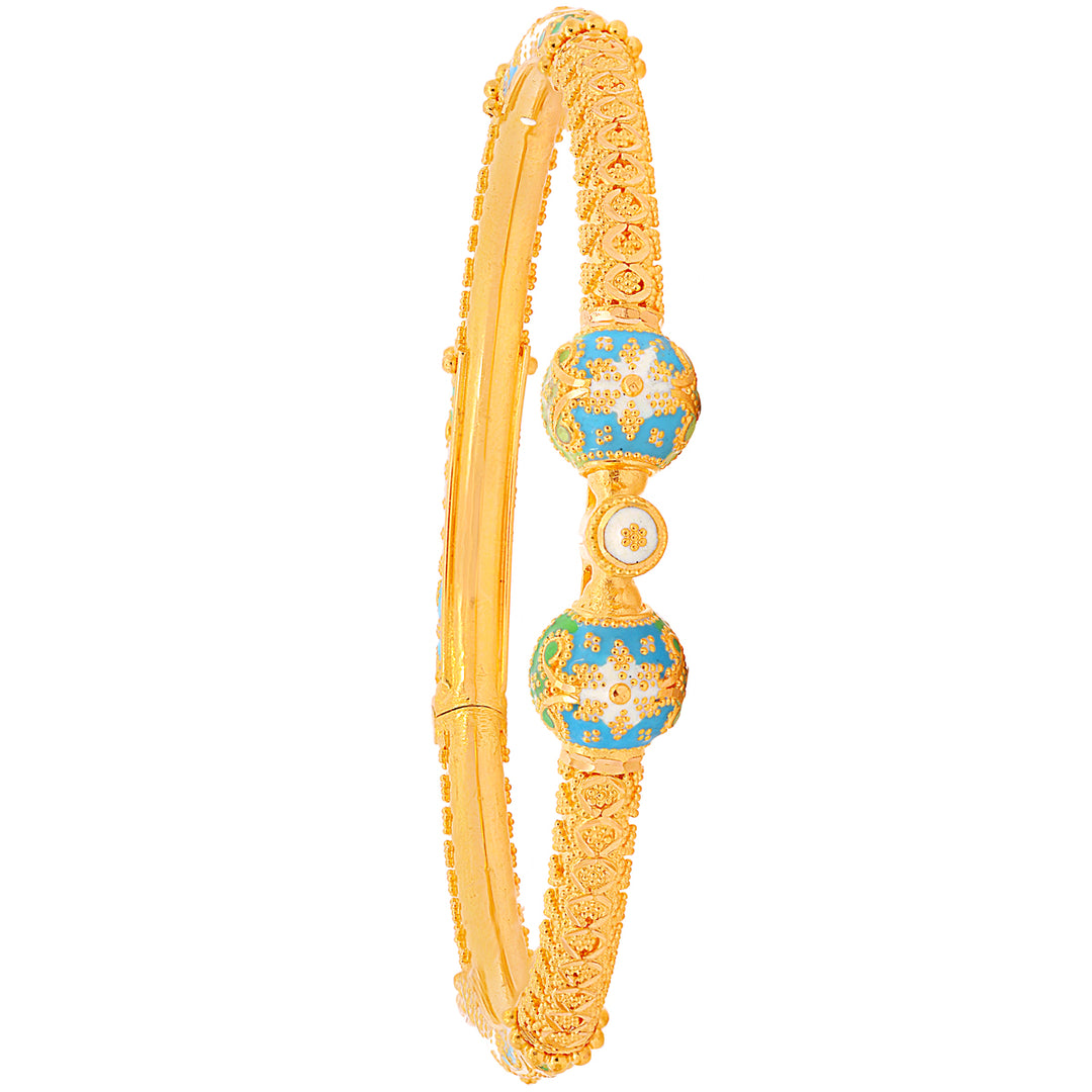 Intricate Minakari Pipe Openable 2pcs Kara in 22K Gold