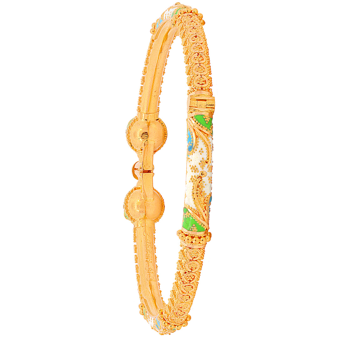 Intricate Minakari Pipe Openable 2pcs Kara in 22K Gold