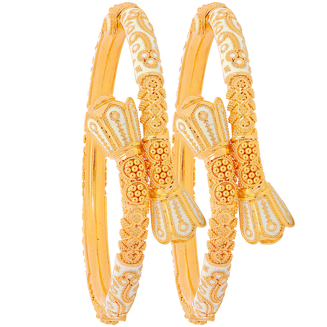 Intricate Minakari Pipe Openable 2pcs Kara in 22K Gold