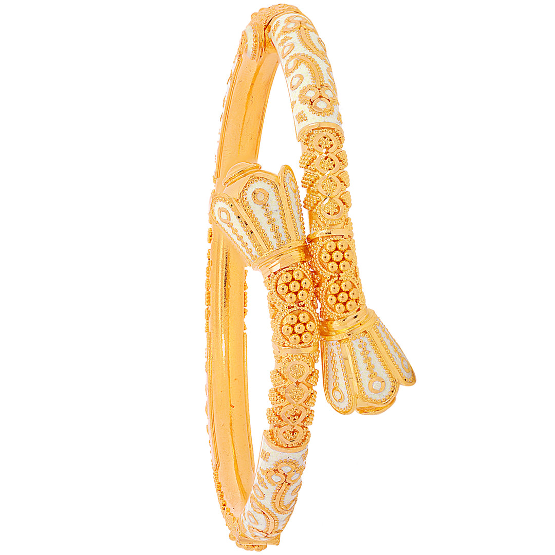 Intricate Minakari Pipe Openable 2pcs Kara in 22K Gold