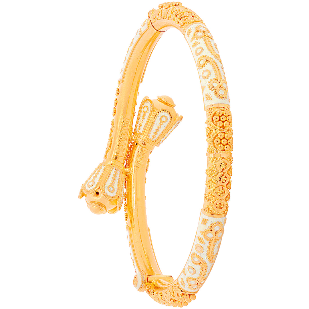 Intricate Minakari Pipe Openable 2pcs Kara in 22K Gold