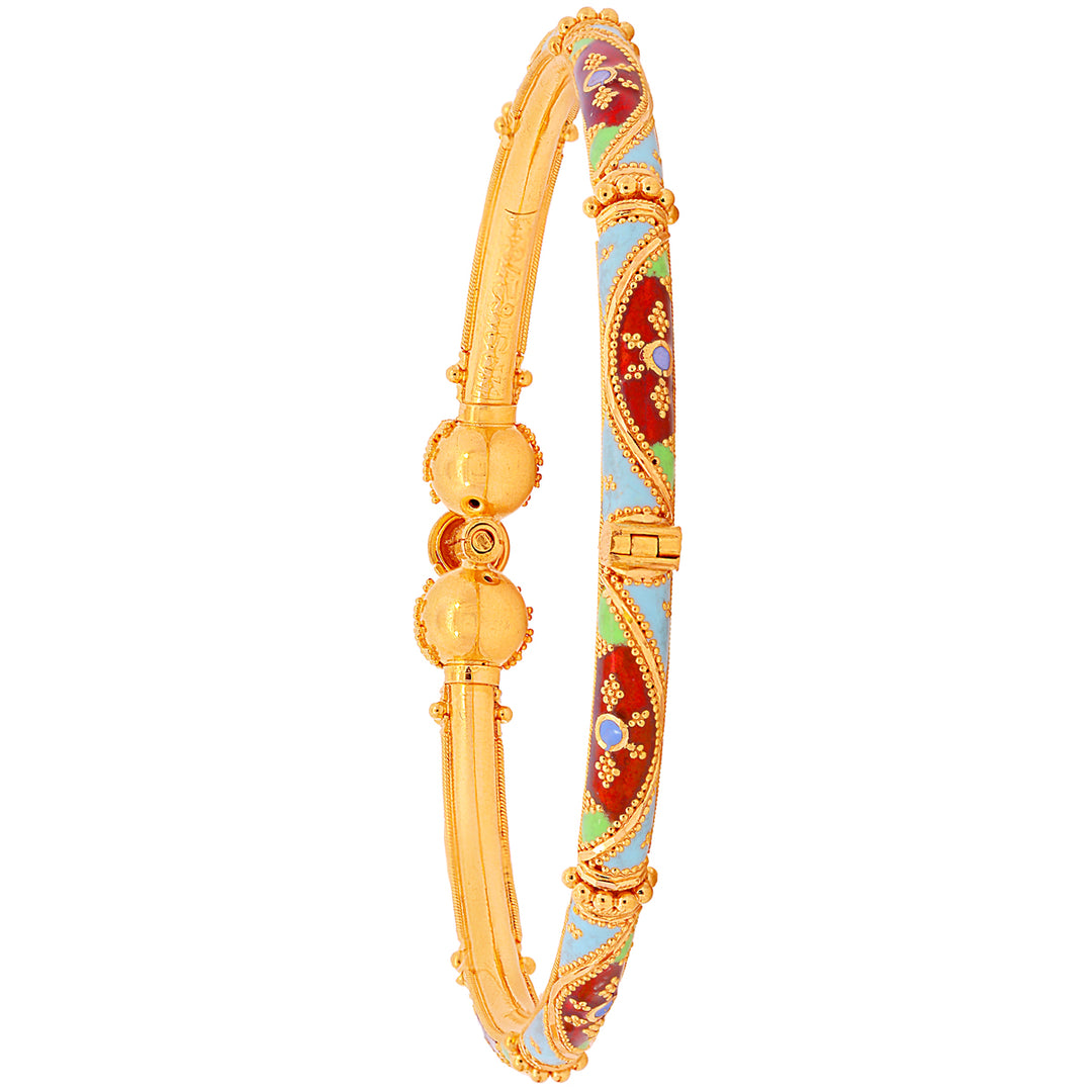 Glamorous Minakari Pipe Openable 2pcs Kara in 22K Gold