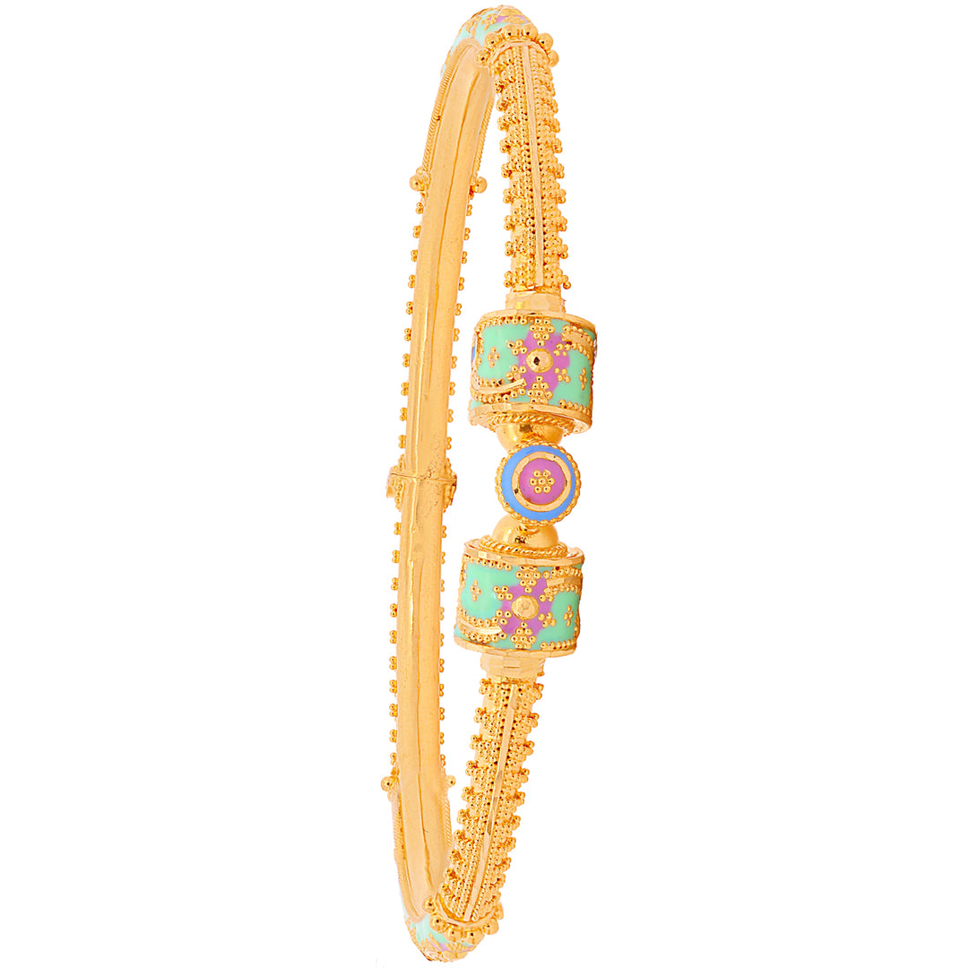 Opulent Minakari Pipe Openable 2pcs Kara in 22K Gold