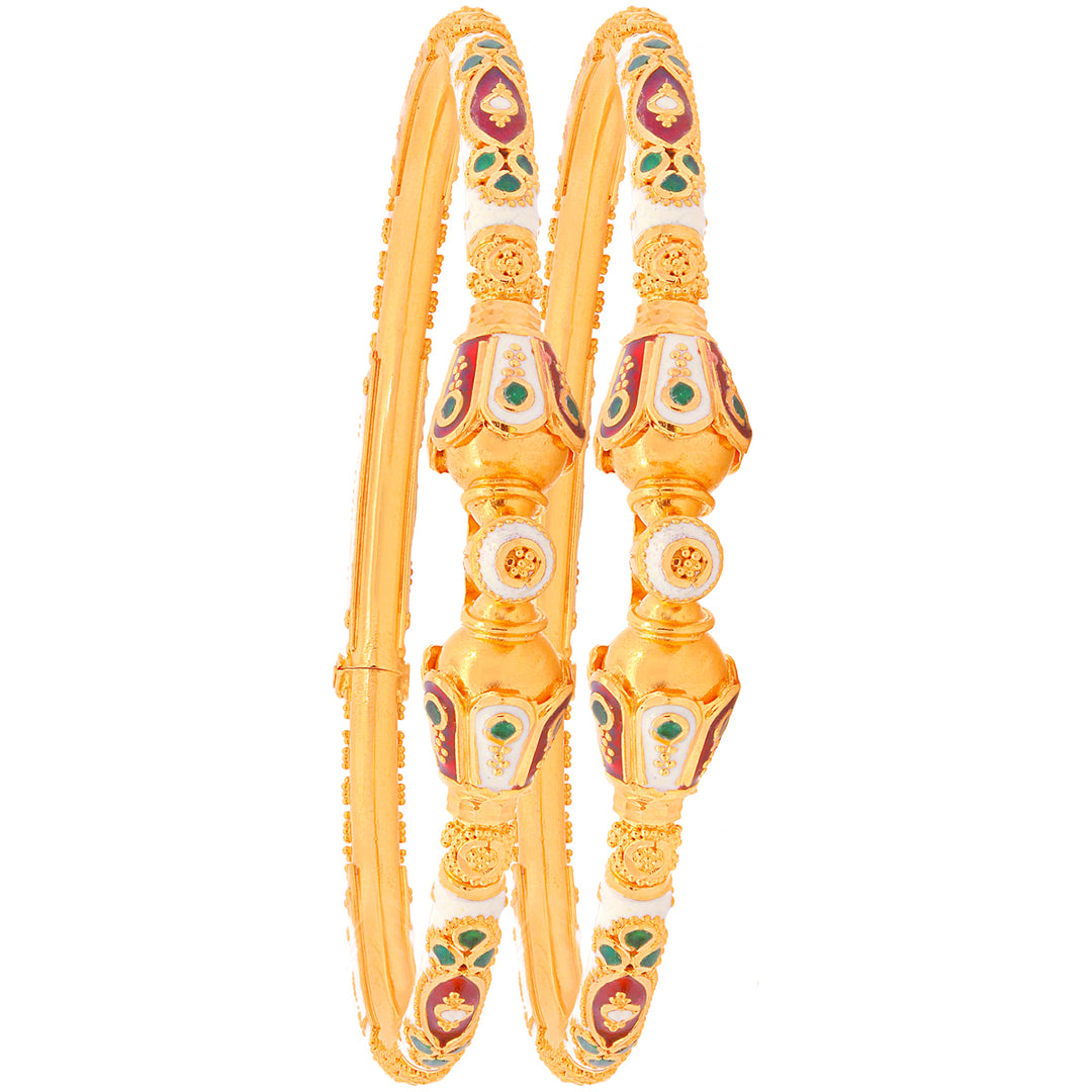 Attractive Minakari Pipe Openable 2pcs Kara in 22K Gold