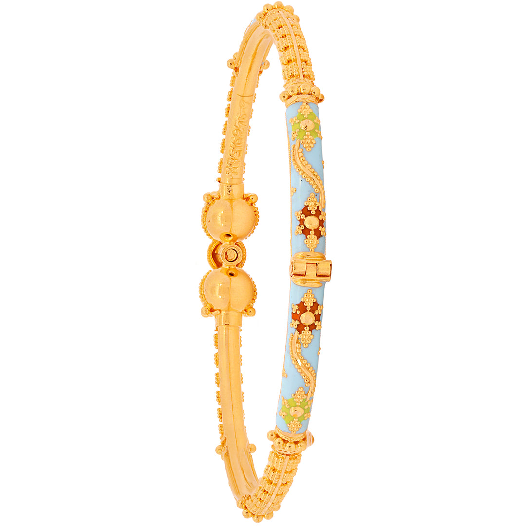 Fascinating Minakari Pipe Openable 2pcs Kara in 22K Gold