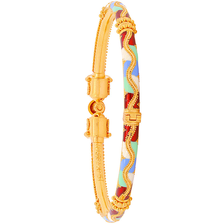 Intriguing Minakari Pipe Openable 2pcs Kara in 22K Gold