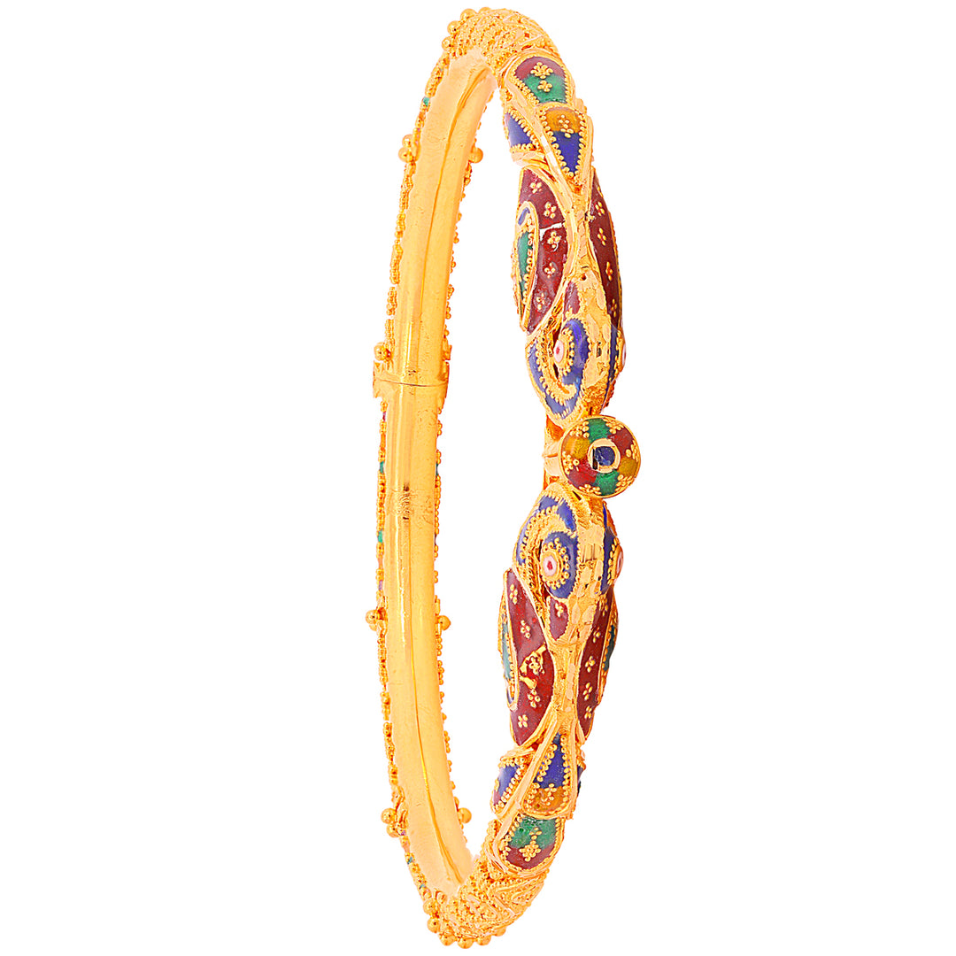 Gorgeous Minakari Pipe Openable 2pcs Kara in 22K Gold