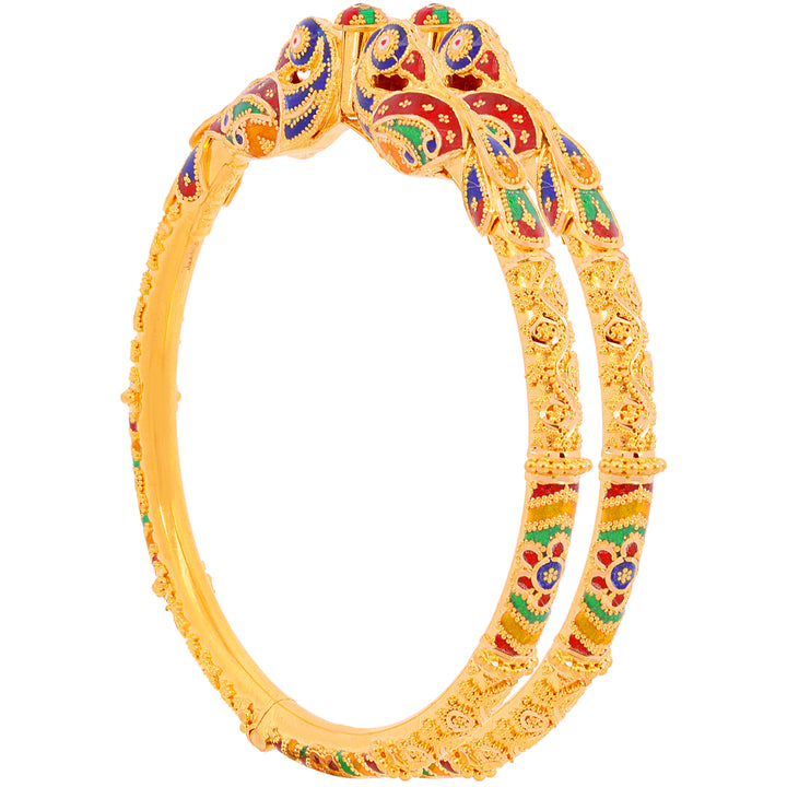 Gorgeous Minakari Pipe Openable 2pcs Kara in 22K Gold