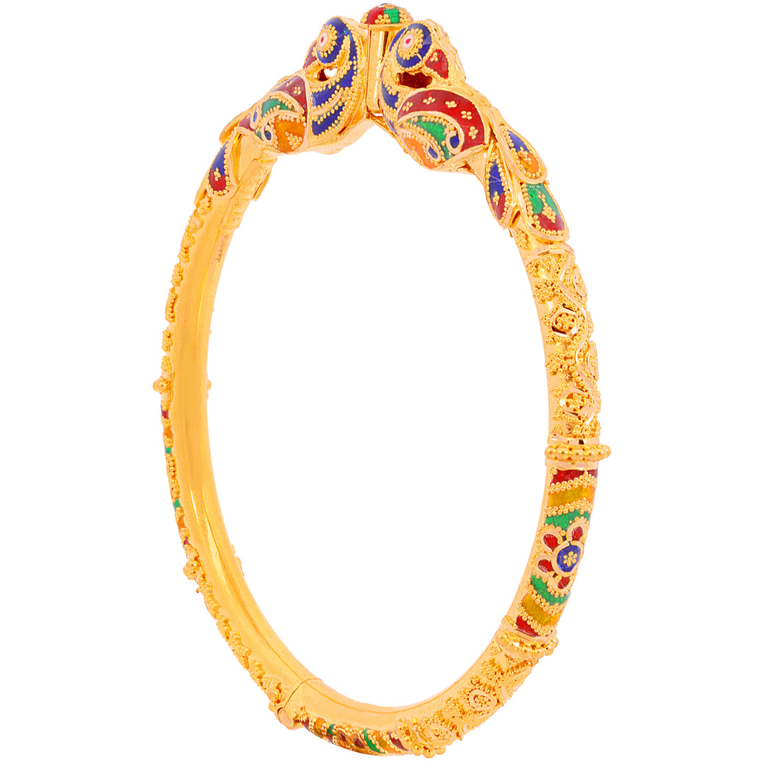 Gorgeous Minakari Pipe Openable 2pcs Kara in 22K Gold