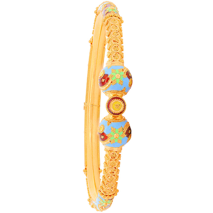 Artistic Minakari Pipe Openable 2pcs Kara in 22K Gold