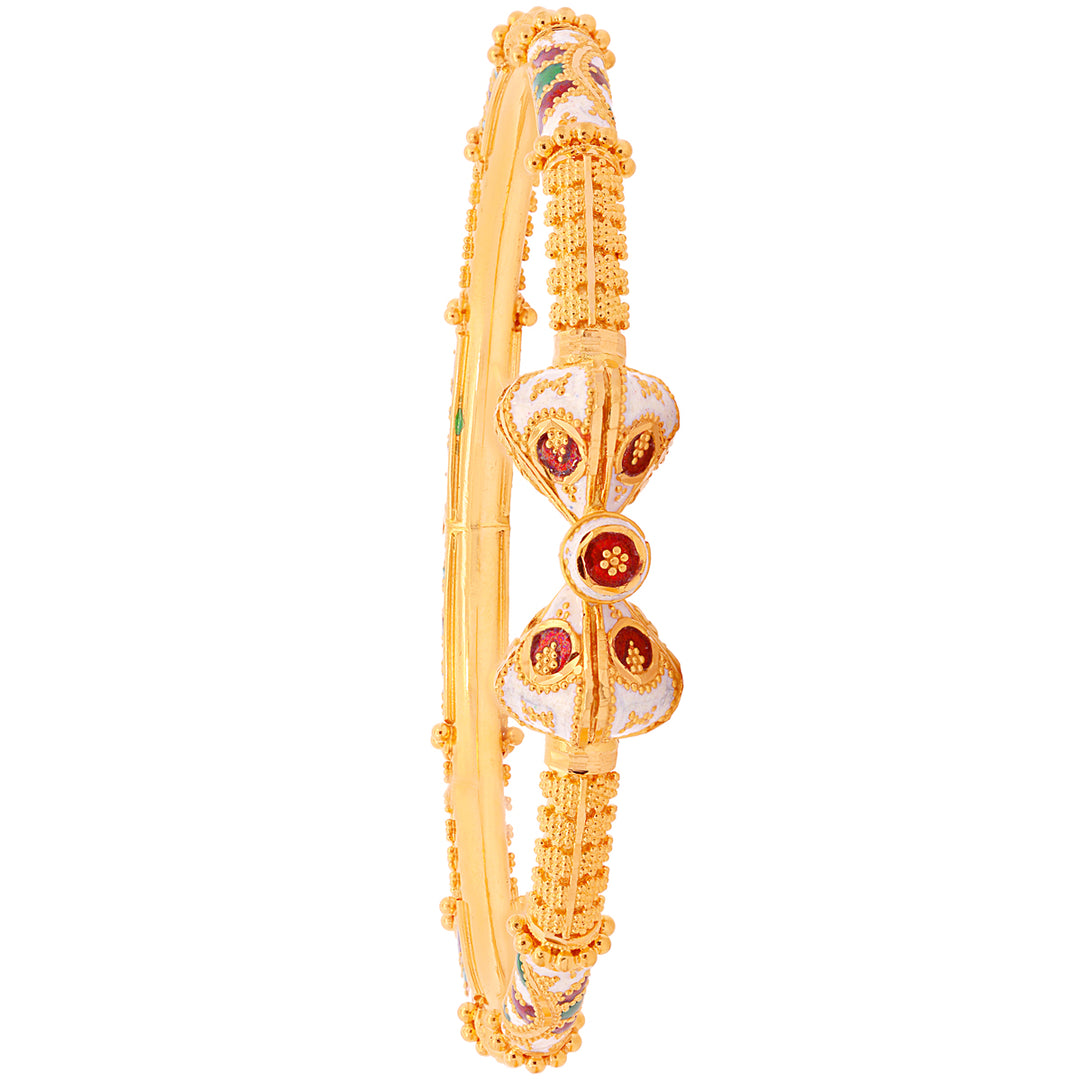 Brilliant Minakari Pipe Openable 2pcs Kara in 22K Gold