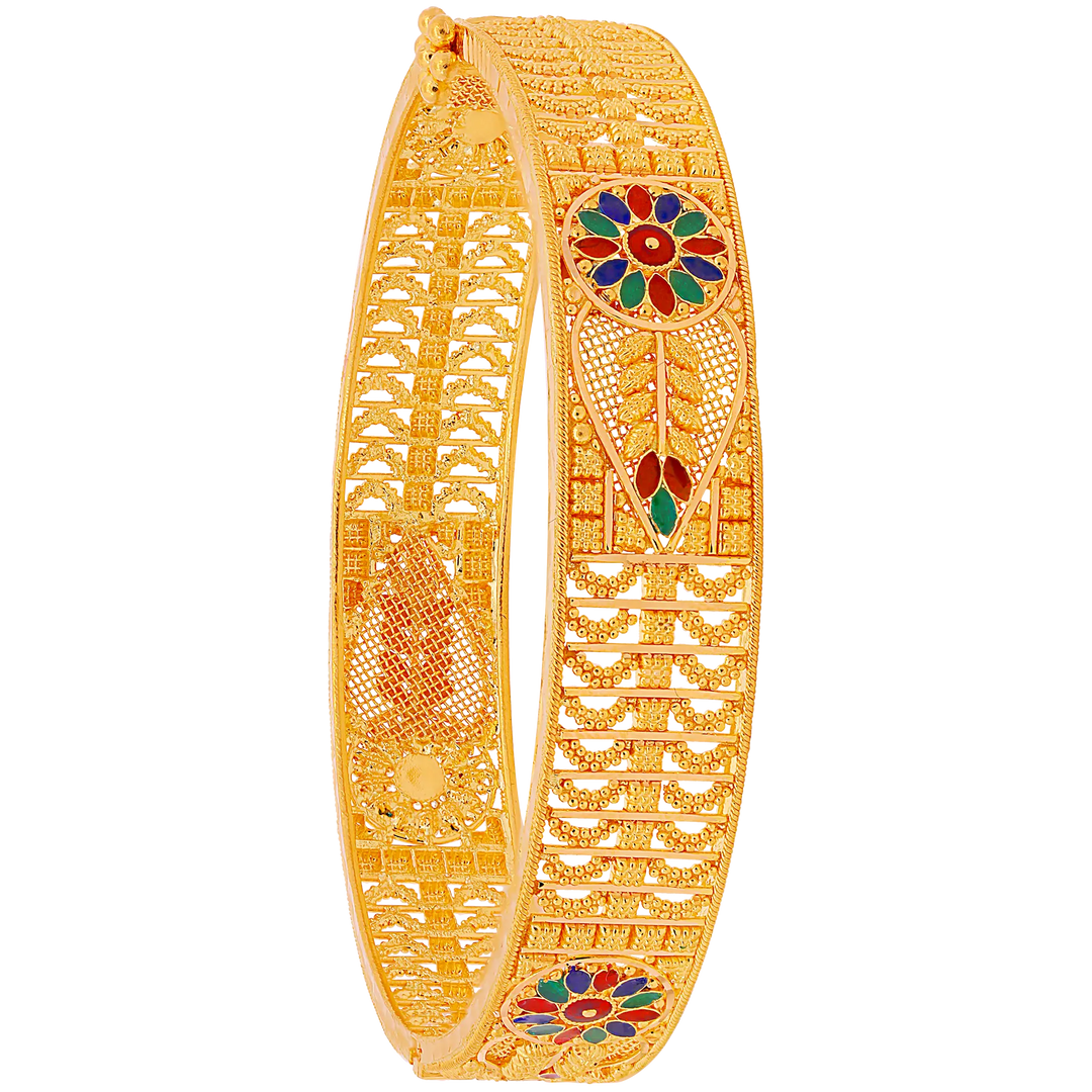 Charming Minakari Openable Kara in 22K Gold