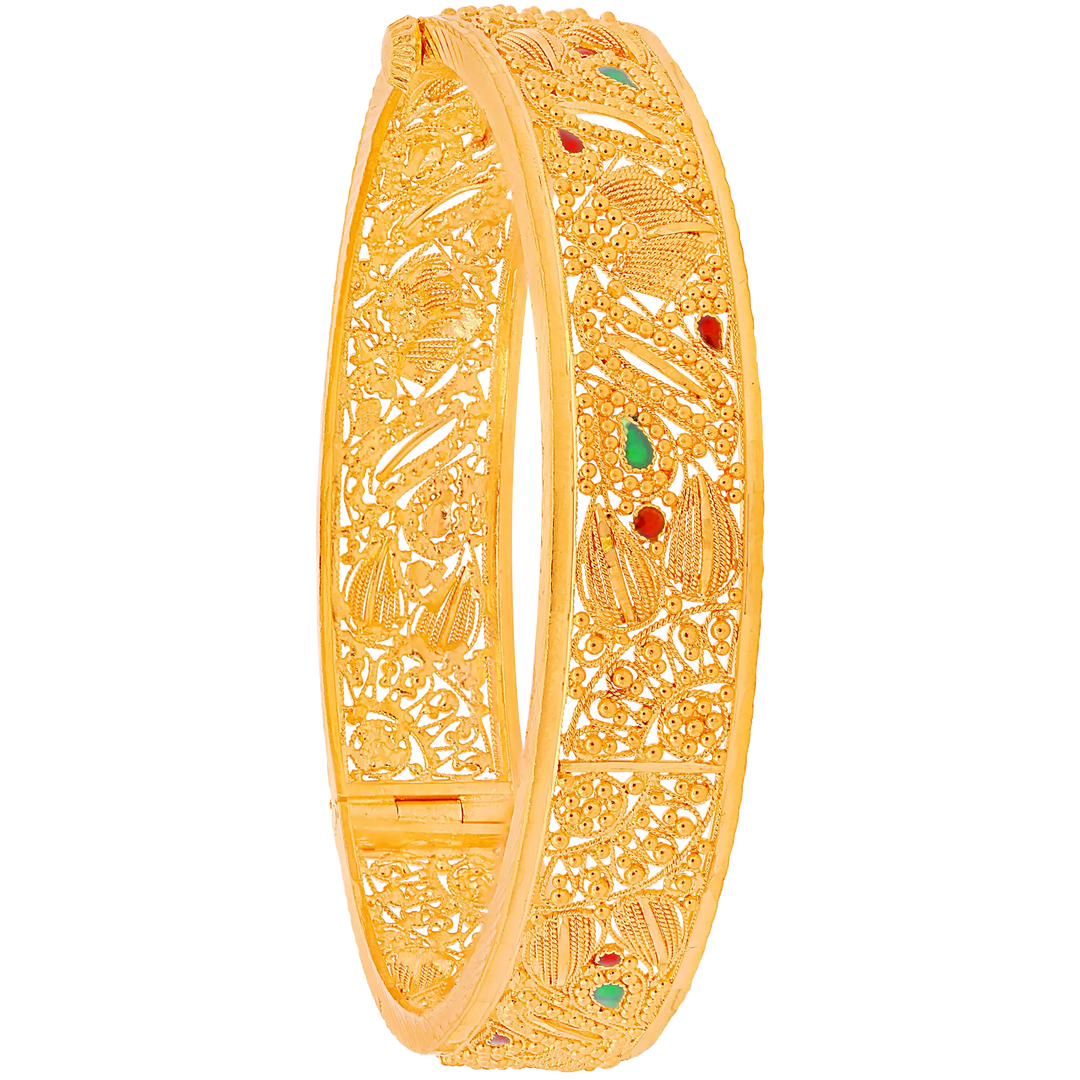 Charming Openable Minakari Kara in 22K Gold