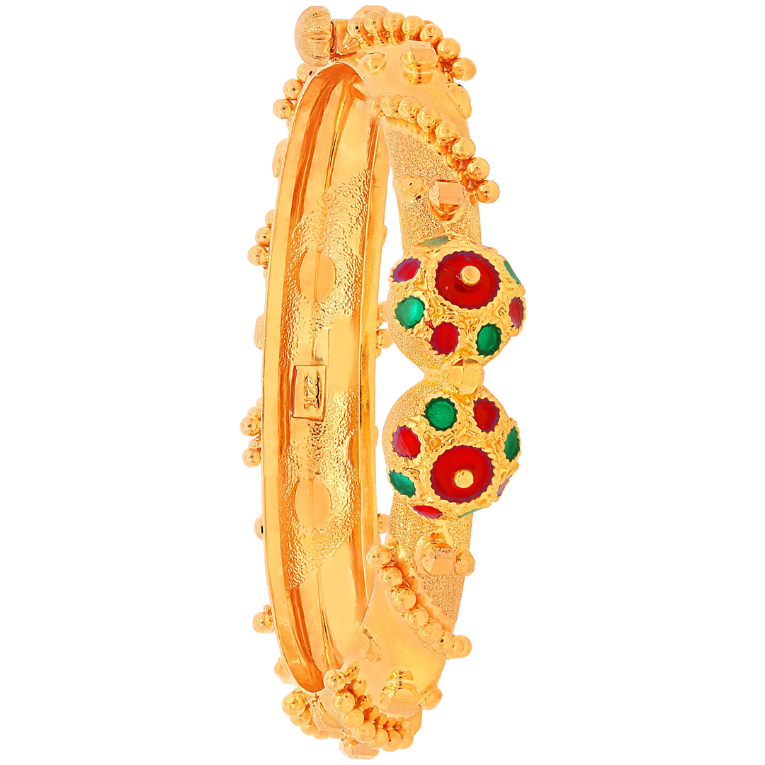 Charming Minakari Openable Kara in 22K Gold