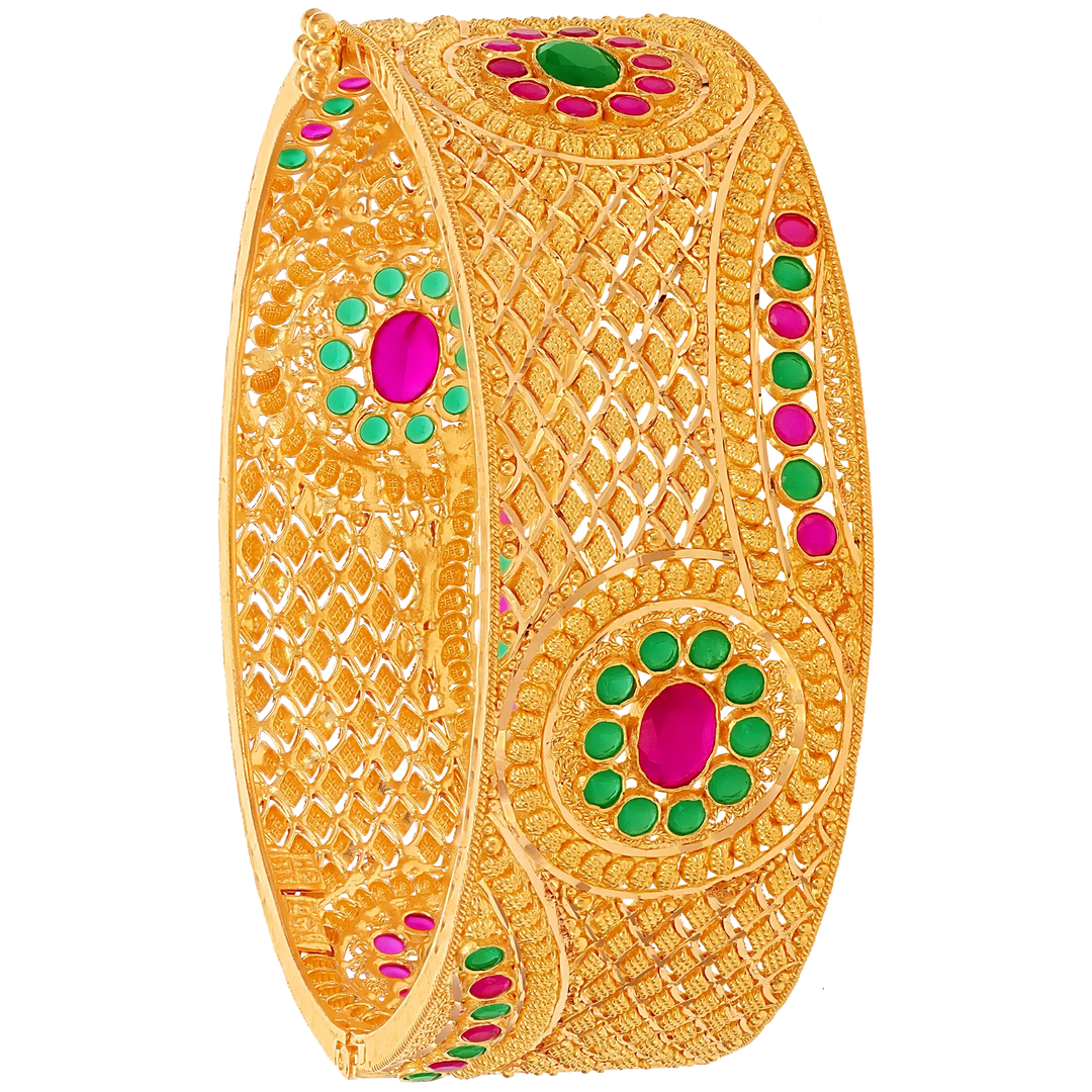 Intricate Kara with Ruby & Emerald in 22K Gold