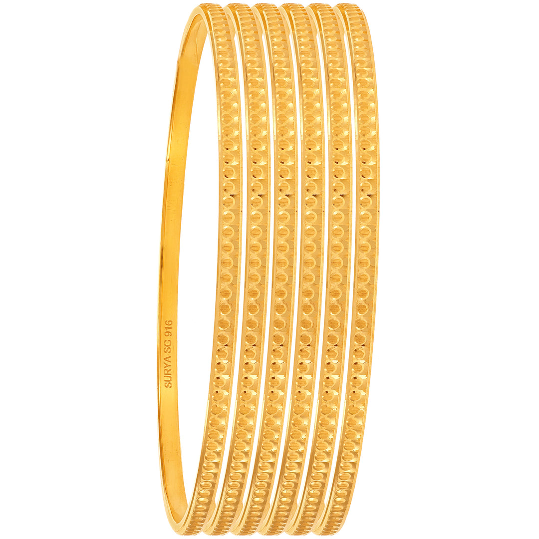 2.4 Size Set Of 6pcs Bangles in 22K Gold