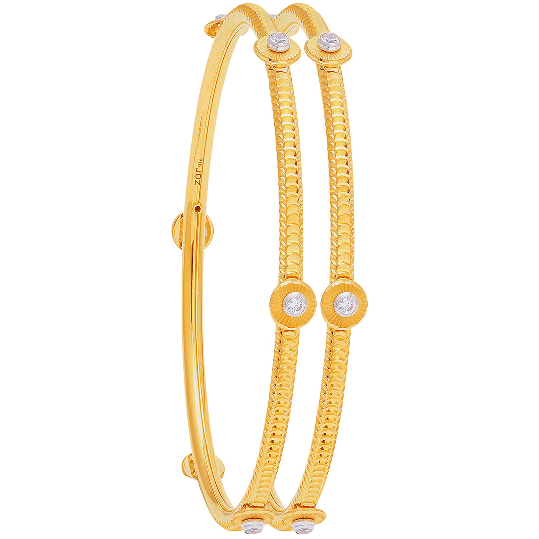 2.5 Size 2pcs Bangle With CZ in 22K Gold