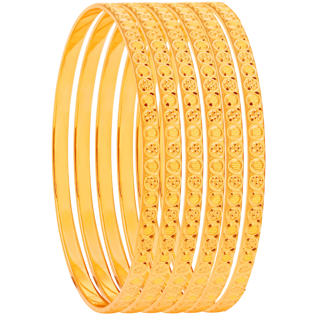 2.5 Size Set of 6pcs Bangles in 22K Gold