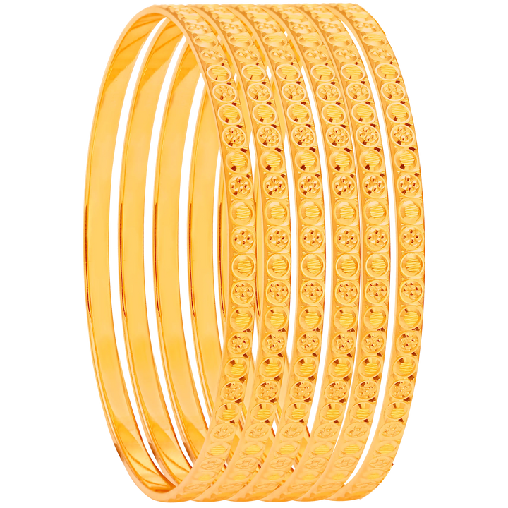 2.5 Size Set of 6pcs Bangles in 22K Gold