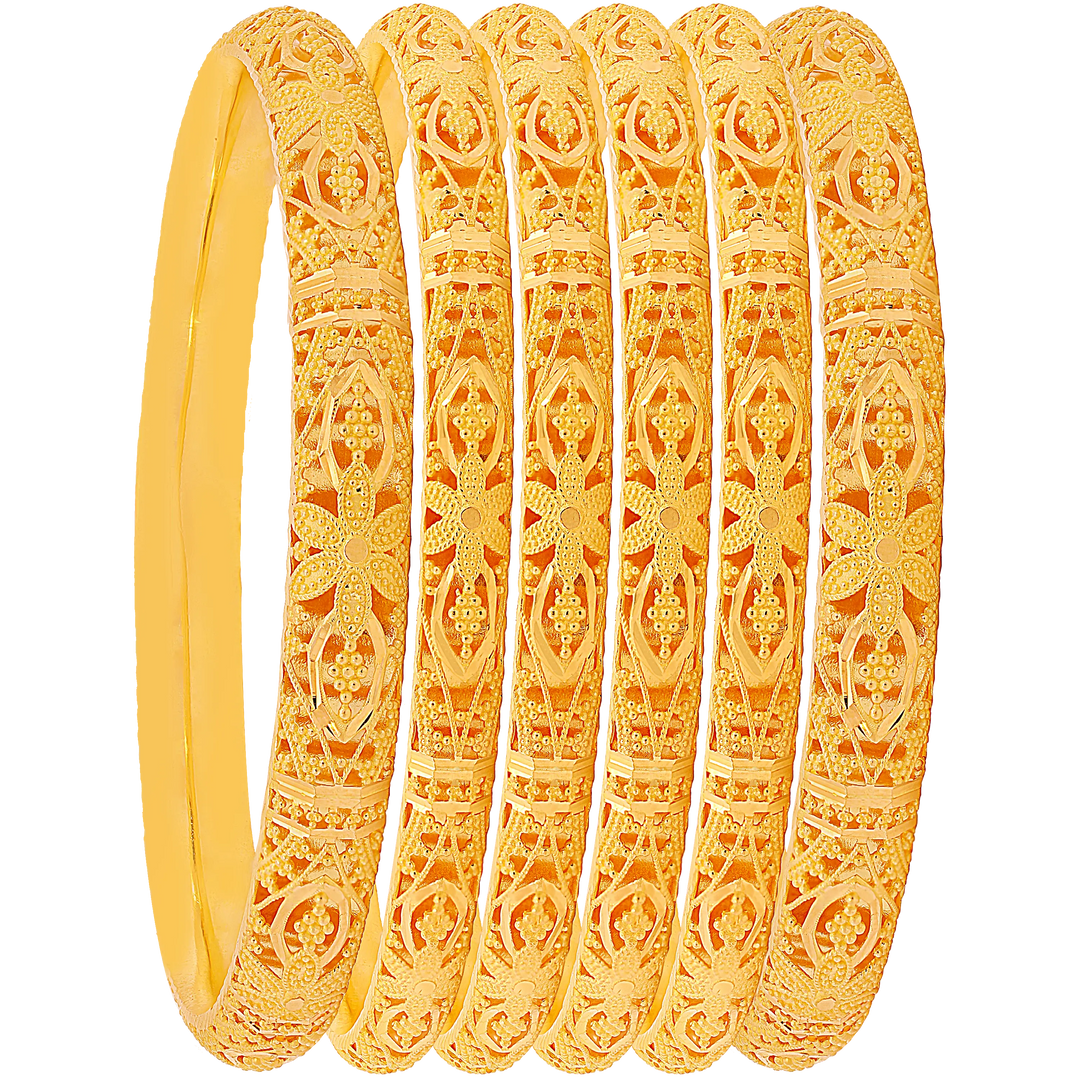 2.8 Size Set Of 6pcs Bangles in 22K Gold