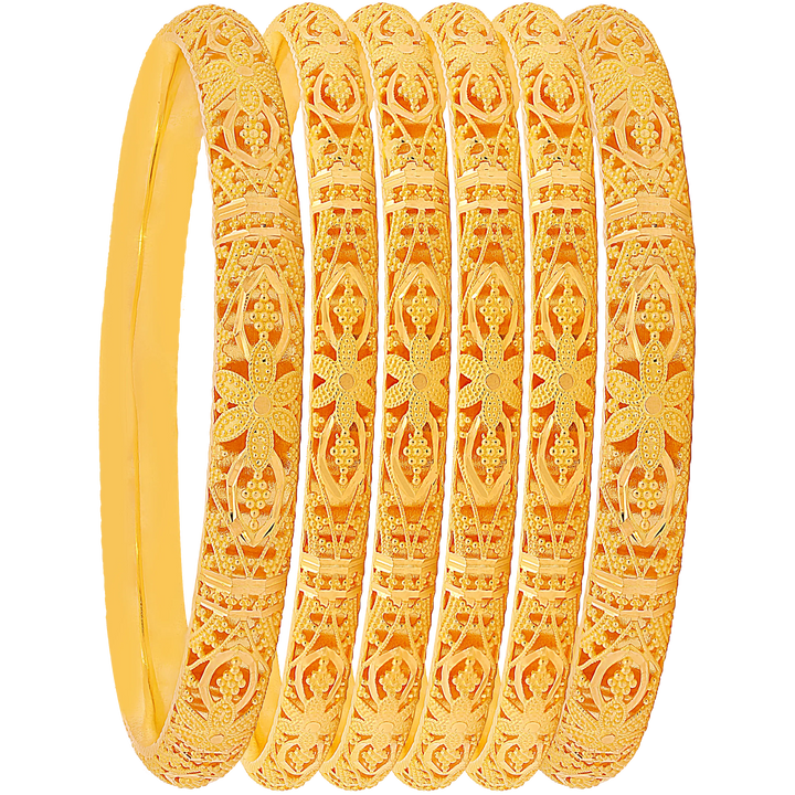2.8 Size Set Of 6pcs Bangles in 22K Gold