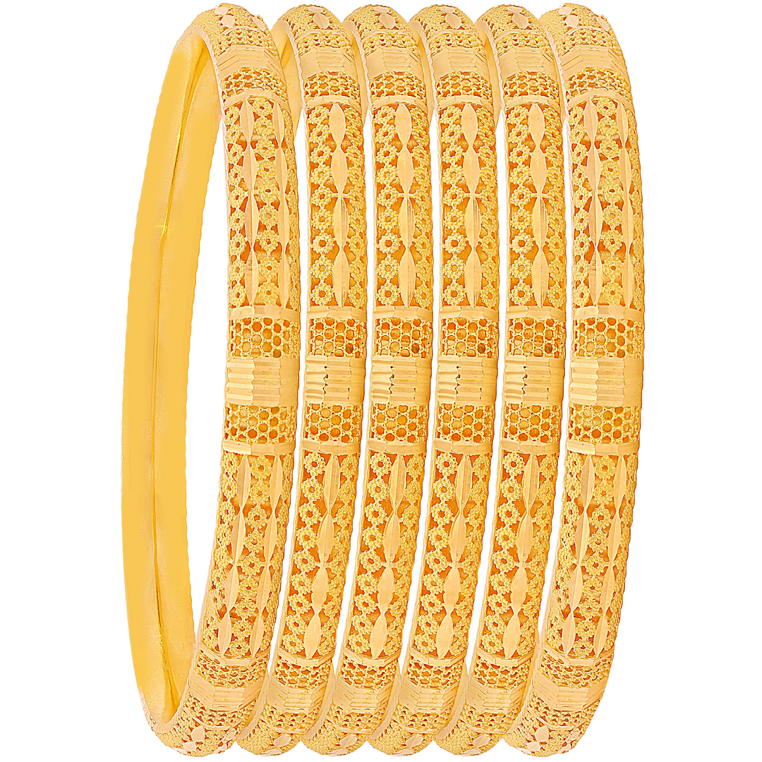 2.8 Size Set Of 6pcs Bangles in 22K Gold