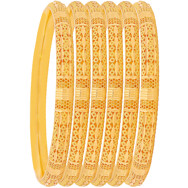 2.8 Size Set Of 6pcs Bangles in 22K Gold