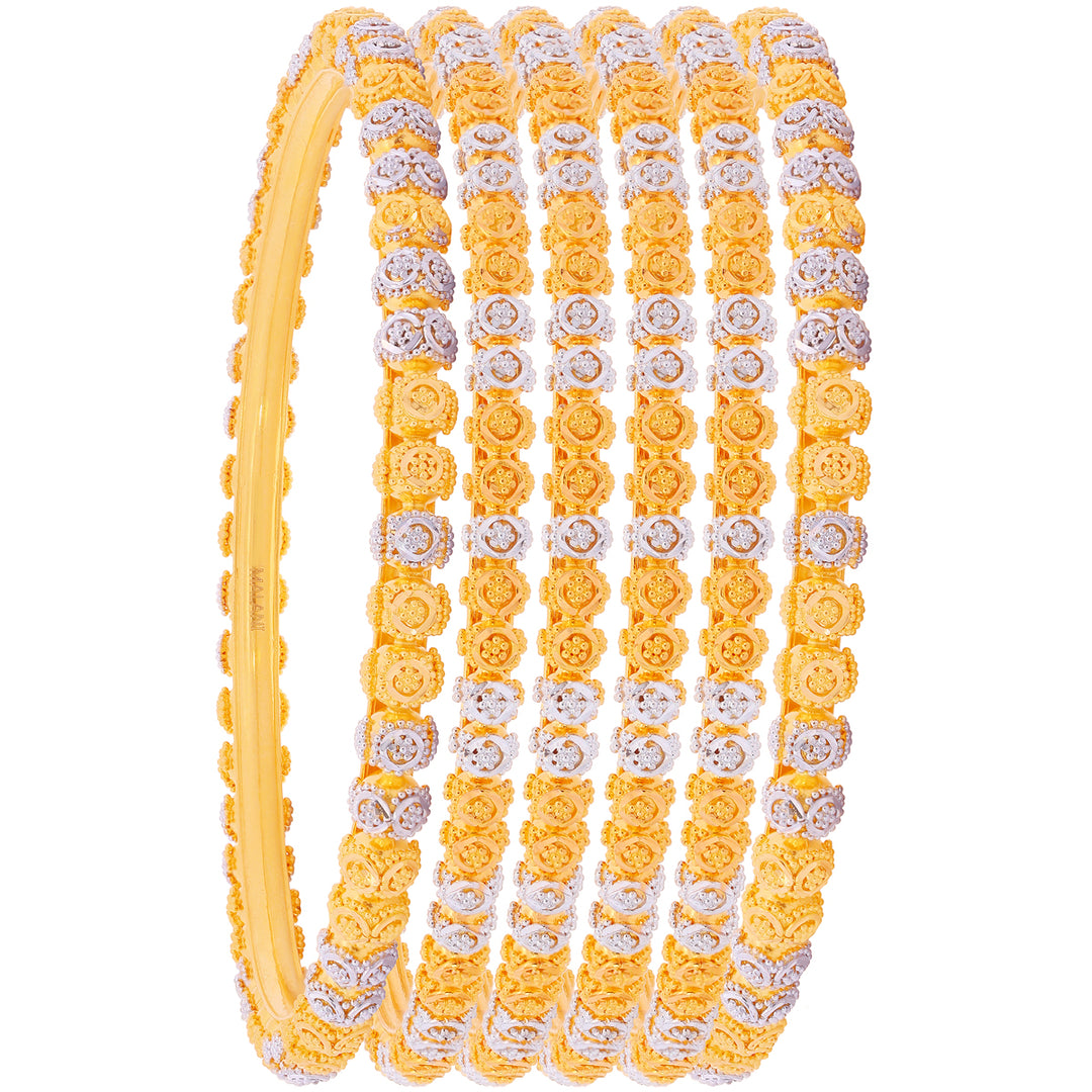 2.8 Size Two tone Pipe Set Of 6Pcs Bangles in 22K Gold