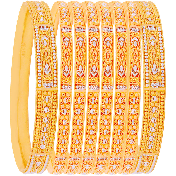 2.8 Size Two tone Set Of 8pcs Bangles in 22K Gold