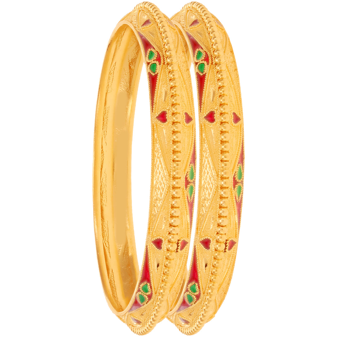 2.6 Size Minakari 2pcs Bangle in 22K Gold