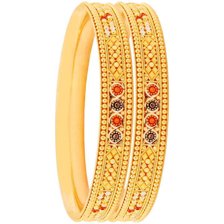 2.4 Size Three tone Set of 6pcs Bangles in 22K Gold