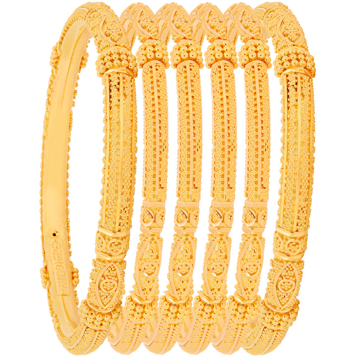2.2 Size Pipe Set of 6pcs Bangles in 22K Gold